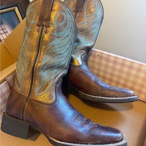 Ariat Brown and Blue Western Boots